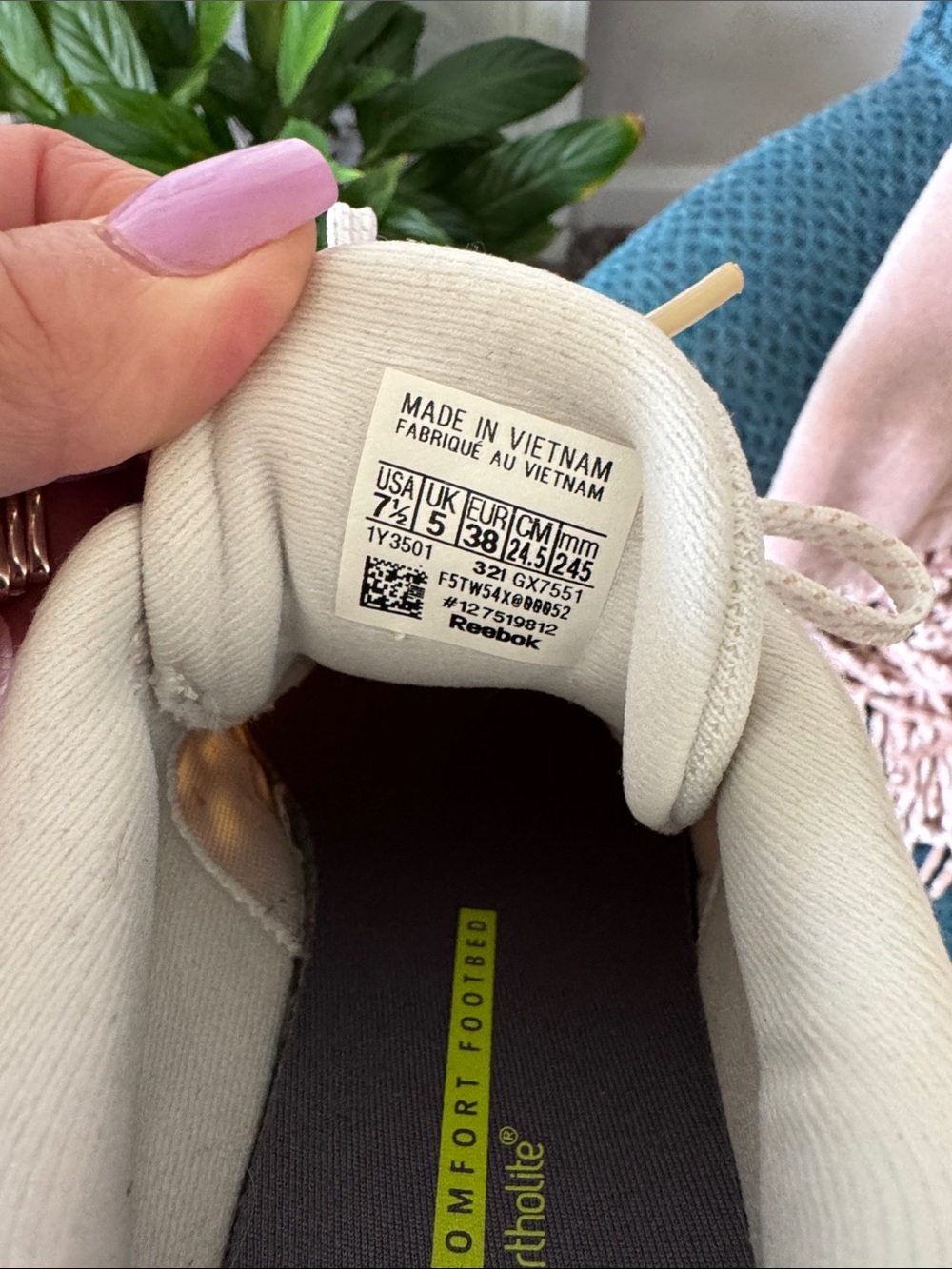 Reebok Women's Cream/Light Beige Athletic Sneakers - Picture 6 of 8
